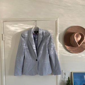 Blue and white striped blazer w/ shoulder pads!